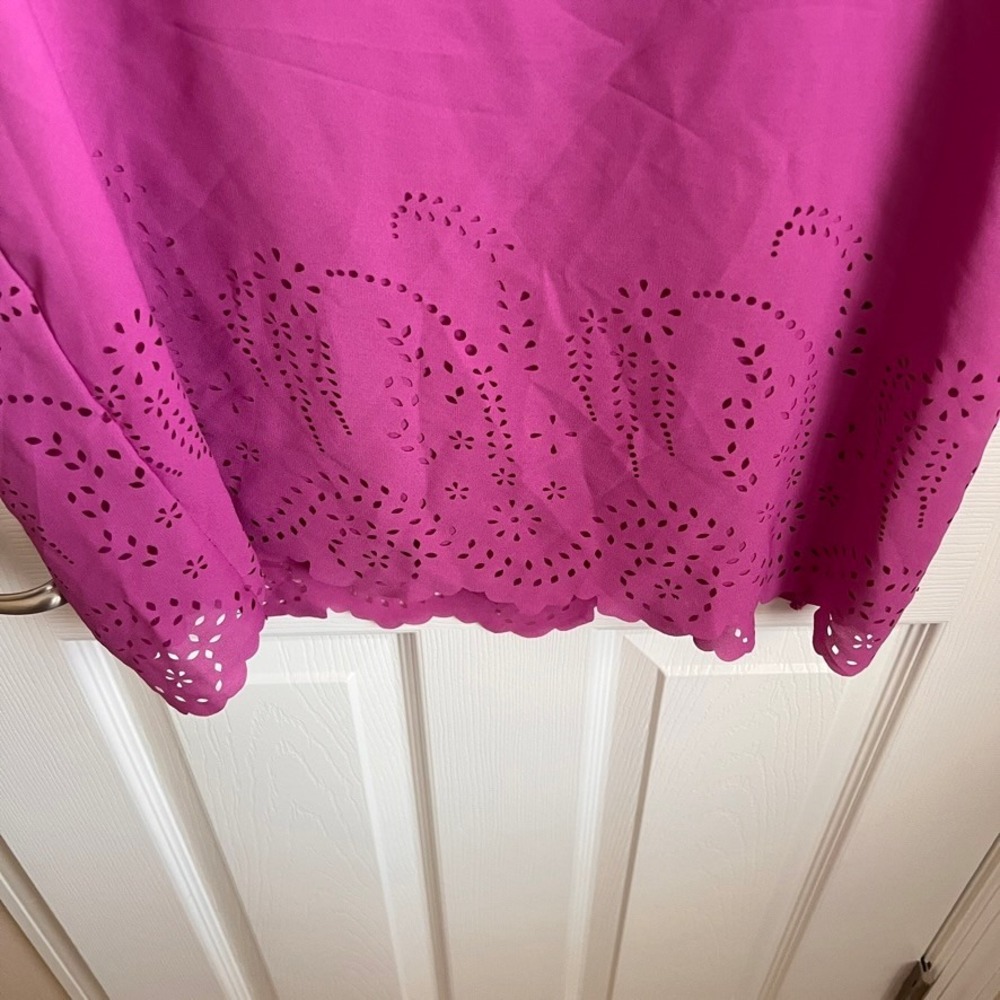 Bon Worth Tank‎ Top Sleeveless Laser Cutout Casual Top Pink Blouse Small Petite - Picture 4 of 7